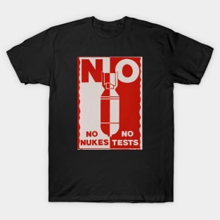 No Nukes No Tests Red Print T-Shirt